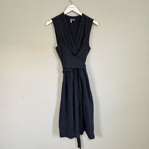 TWO STAR DOG TSD Women’s Blue Sleeveless Tie Gathered Waist Dress Stretch Size L